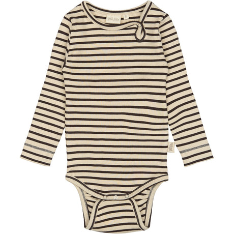 Petit Piao Coffee Bean/off White Body L/S Modal Striped