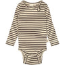 Petit Piao Coffee Bean/off White Body L/S Modal Striped