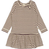 Petit Piao Dark Grape/off White Dress L/S Modal Striped