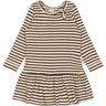 Petit Piao Dark Grape/off White Dress L/S Modal Striped