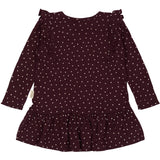 Petit Piao Dark Grape/White Dress L/S Frill Modal Heart
