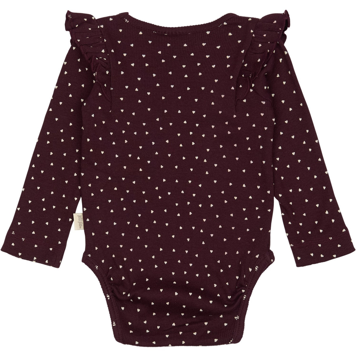 Petit Piao Dark Grape/White Body L/S Frill Modal Heart