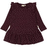 Petit Piao Dark Grape/White Dress L/S Frill Modal Heart