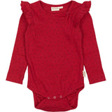 Petit Piao Jet Red/Biking Red Body L/S Frill Modal Heart