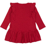Petit Piao Jet Red/Biking Red Dress L/S Frill Modal Heart