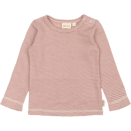 Petit Piao Nostalgic Rose/Dark Off White PPDante T-Shirt L/S Meriono Wool Striped