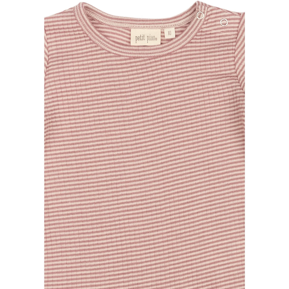 Petit Piao Nostalgic Rose/Dark Off White PPDante T-Shirt L/S Meriono Wool Striped