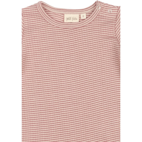Petit Piao Nostalgic Rose/Dark Off White PPDante T-Shirt L/S Meriono Wool Striped