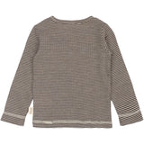 Petit Piao Coffee Bean/Dark Off White PPDante T-Shirt L/S Meriono Wool Striped