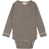 Petit Piao Coffee Bean/Dark Off White PPDante Body L/S Merino Wool Striped