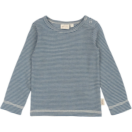 Petit Piao Ensign Blue/dark Off White PPDante T-Shirt L/S Meriono Wool Striped