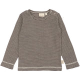 Petit Piao Coffee Bean/Dark Off White PPDante T-Shirt L/S Meriono Wool Striped
