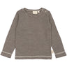 Petit Piao Coffee Bean/Dark Off White PPDante T-Shirt L/S Meriono Wool Striped