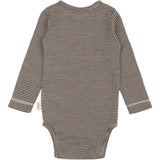 Petit Piao Coffee Bean/Dark Off White PPDante Body L/S Merino Wool Striped