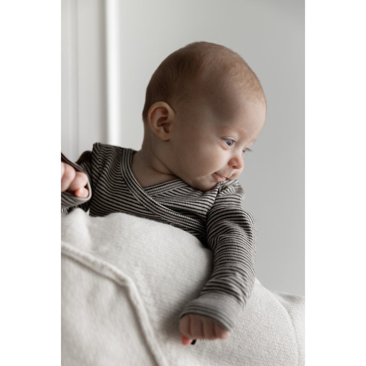 Petit Piao Coffee Bean/Dark Off White PPDian Body L/S Fold Over Stripe NOOS