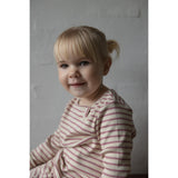 Petit Piao Nostalgic Rose/off White Dress L/S Modal Striped