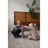 Petit Piao Nostalgic Rose/off White Dress L/S Modal Striped