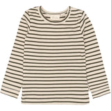 Petit Piao Green Leaf/off White T-shirt L/S Modal Striped