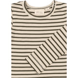 Petit Piao Green Leaf/off White T-shirt L/S Modal Striped