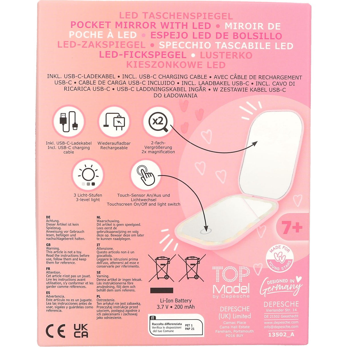 TOPModel Beauty And Me Foldable Pocket Mirror With LED