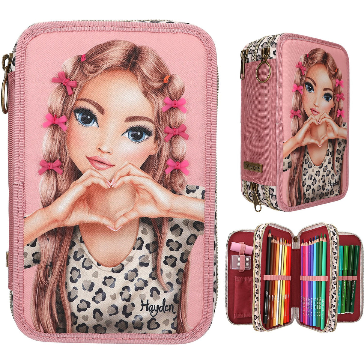 TOPModel Leoheart Triple Pencil Case With Bow