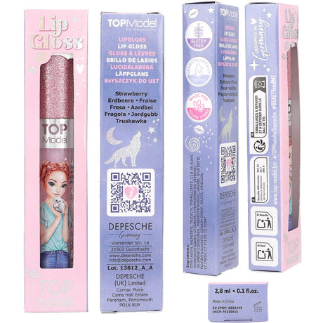 TOPModel Beauty And Me Rose Strawberry Lip Gloss With Glitter Cap
