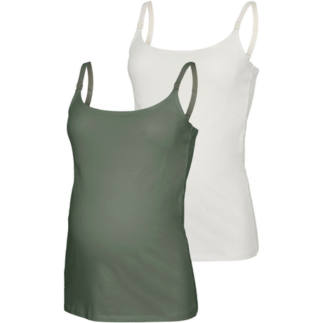 Mama;licious Sea Spray Snow White Mlkerrie Strap Jrs Top 2F 2-Pack Noos