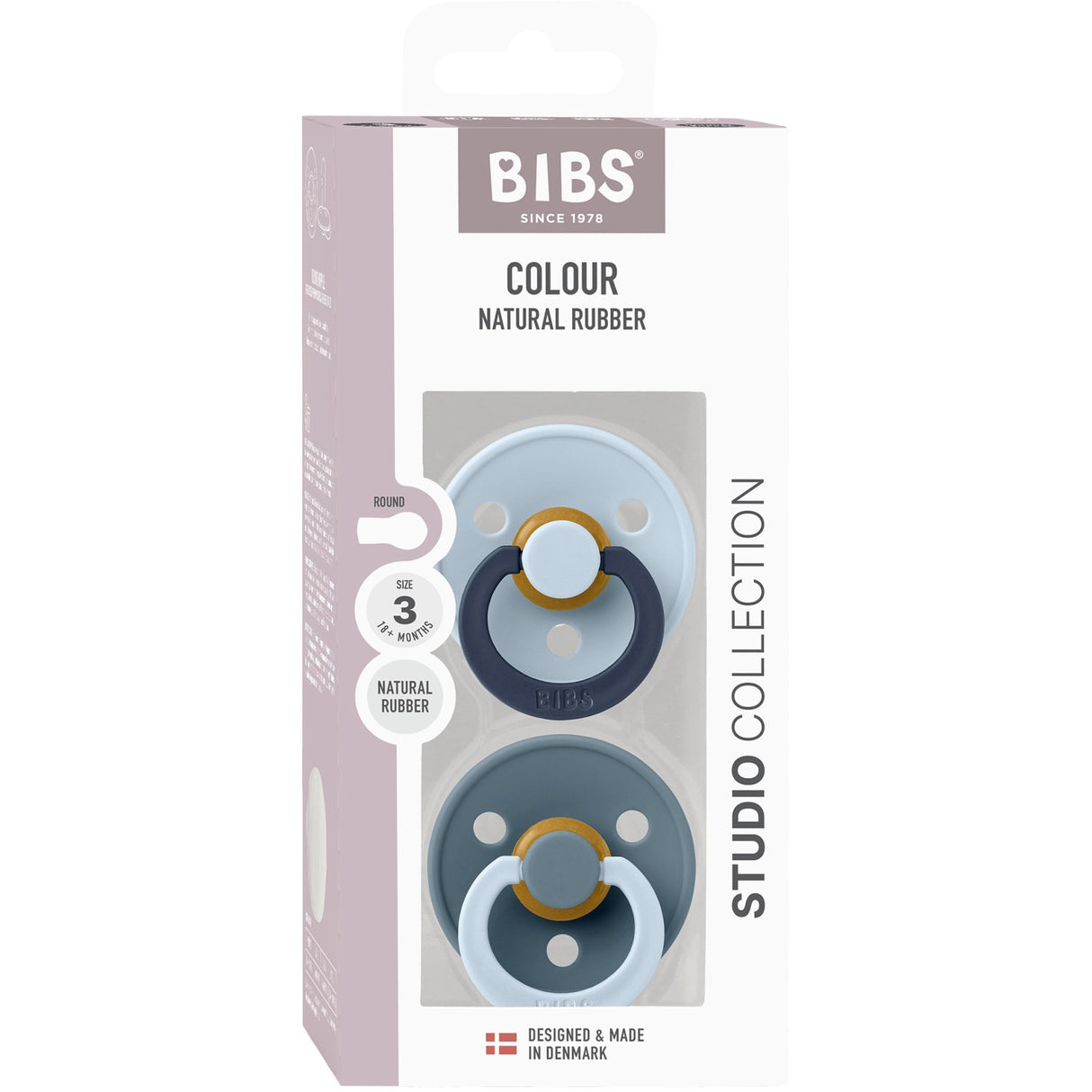 Bibs Baby Blue Pacifier Studio Colour 2-Pack Fusion Latex Petrol Mix