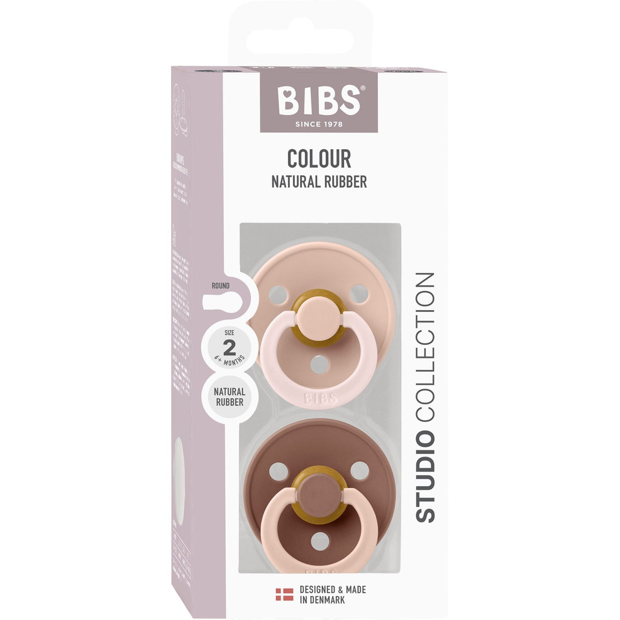 Bibs Blush Pacifier Studio Colour 2-Pack Fusion Latex Woodchuck Mix