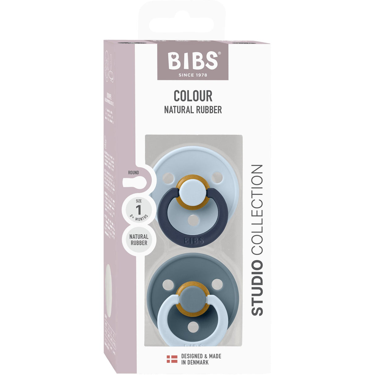 Bibs Baby Blue Pacifier Studio Colour 2-Pack Fusion Latex Petrol Mix