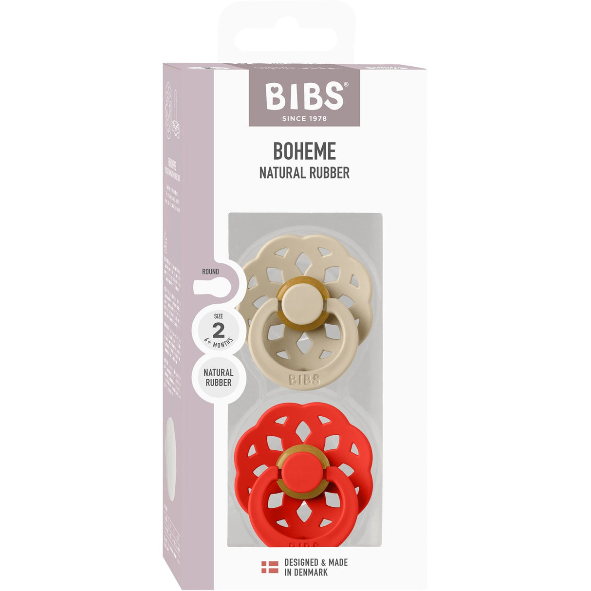 Bibs Vanilla Pacifier Boheme 2-Pack Latex Candy Apple