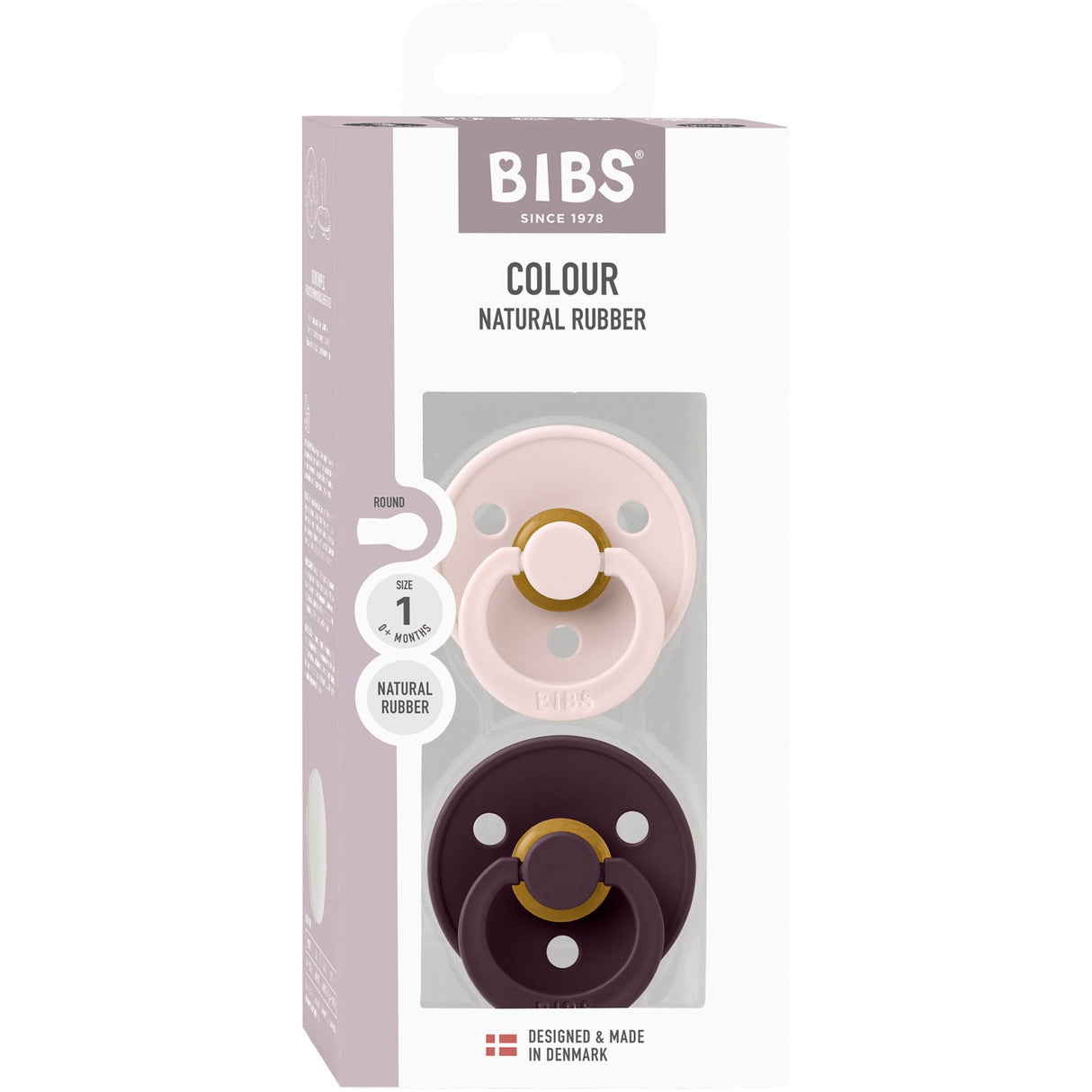 Bibs Petal Pacifier Colour 2-Pack Latex Plum