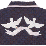 COPENHAGEN COLORS Brown/Blue Check Comb. Checkered Quilted Jacket W. Embroidery