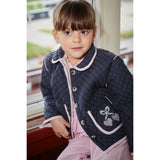 COPENHAGEN COLORS Brown/Blue Check Comb. Checkered Quilted Jacket W. Embroidery