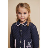 COPENHAGEN COLORS Brown/Blue Check Comb. Checkered Quilted Jacket W. Embroidery