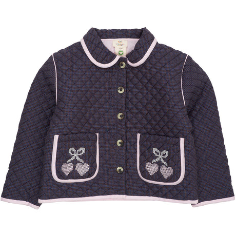 COPENHAGEN COLORS Brown/Blue Check Comb. Checkered Quilted Jacket W. Embroidery