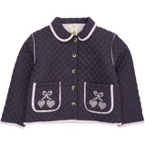 COPENHAGEN COLORS Brown/Blue Check Comb. Checkered Quilted Jacket W. Embroidery