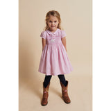 COPENHAGEN COLORS Syringa Comb. Houndstooth Dress W. Handmade Unicorn Embroidery And Smock