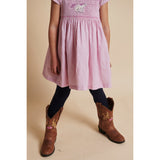 COPENHAGEN COLORS Syringa Comb. Houndstooth Dress W. Handmade Unicorn Embroidery And Smock