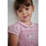 COPENHAGEN COLORS Syringa Comb. Houndstooth Dress W. Handmade Unicorn Embroidery And Smock