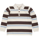 COPENHAGEN COLORS Dusty Blue Combi Striped Pique Polo Blouse