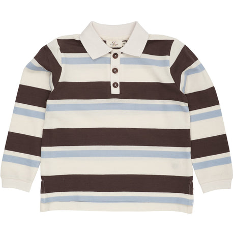 COPENHAGEN COLORS Dusty Blue Combi Striped Pique Polo Blouse