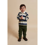 COPENHAGEN COLORS Green Combi Striped Pique Polo Blouse