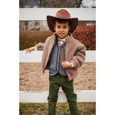 COPENHAGEN COLORS Natural/Green Comb. Teddy Jacket W. Removable Sleeves