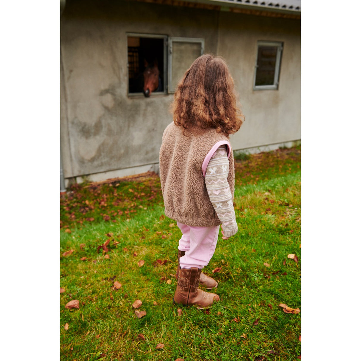 COPENHAGEN COLORS Natural/Pink Comb. Teddy Jacket W. Removable Sleeves