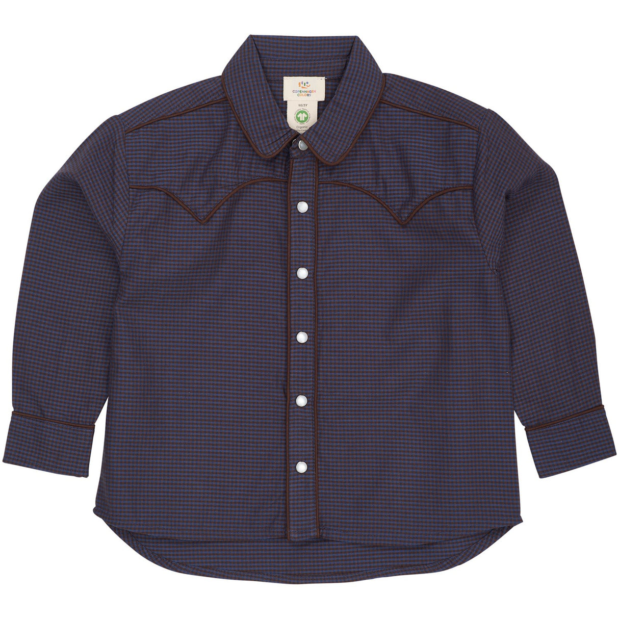 COPENHAGEN COLORS Brown/Blue Check Comb. Checkered Cowboy Shirt