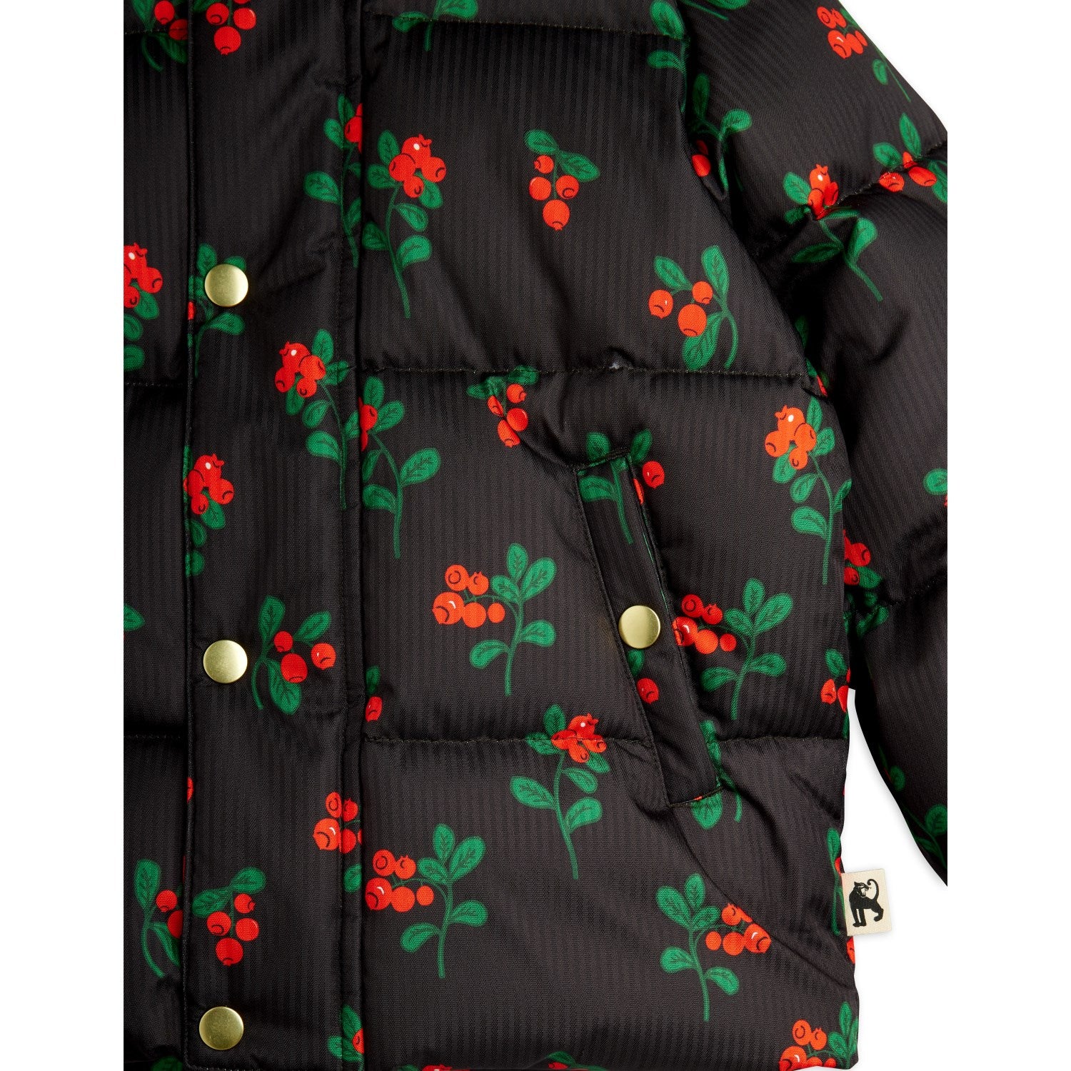 Buy Mini Rodini Black Lingonberries AOP Hooded Puffer | Luksusbaby