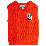 Mini Rodini Red Panda Patch Cable Knit V-Neck Slipover