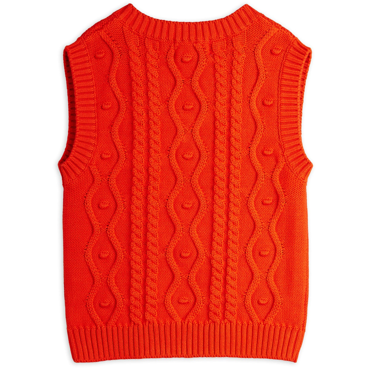 Mini Rodini Red Panda Patch Cable Knit V-Neck Slipover