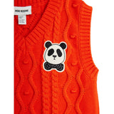 Mini Rodini Red Panda Patch Cable Knit V-Neck Slipover